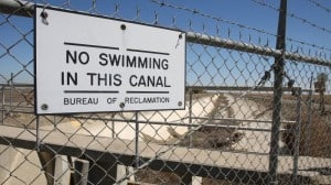 No Swimming in Canal sign