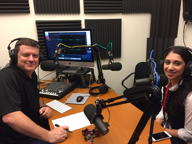 Maria Gomez and Shawn Boyd in recording studio