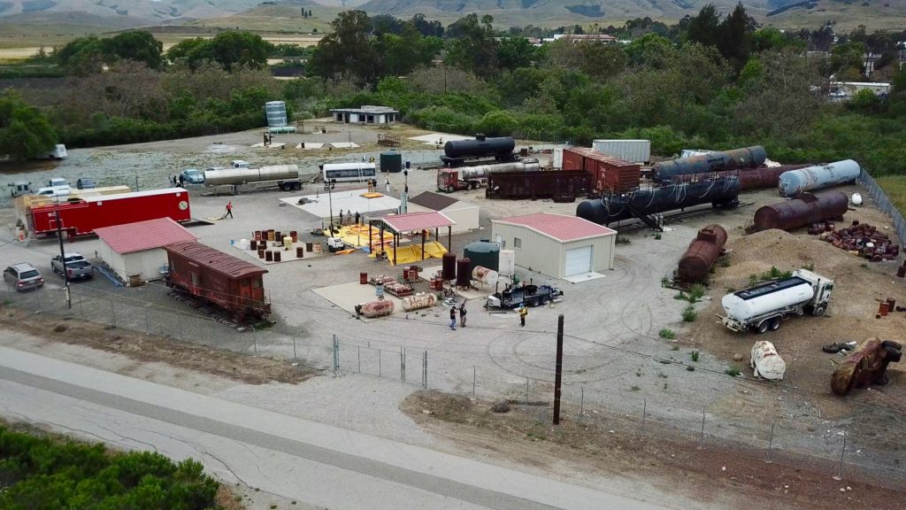 AERIAL VIEW OF RAIL TANKER FIRE C S T I