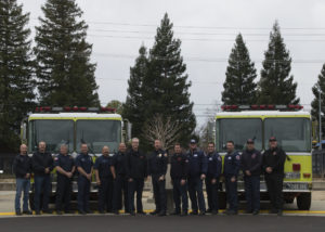 Chief Brian Marshall handing over new engines