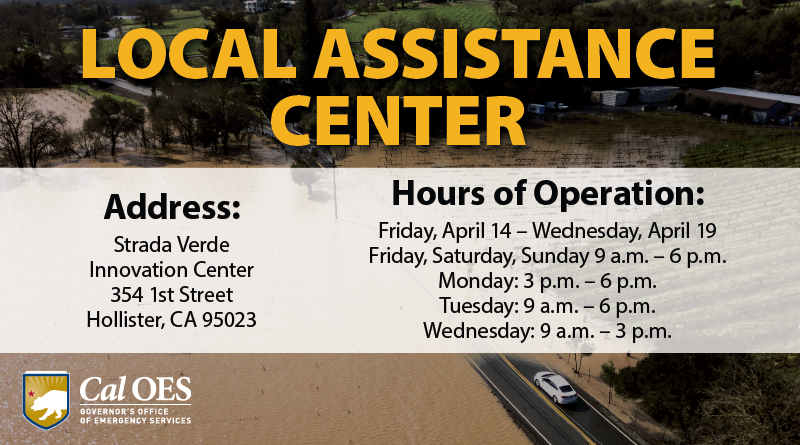 Local Assistance Center to Open in San Benito County to Assist Those Impacted by February/March Storms