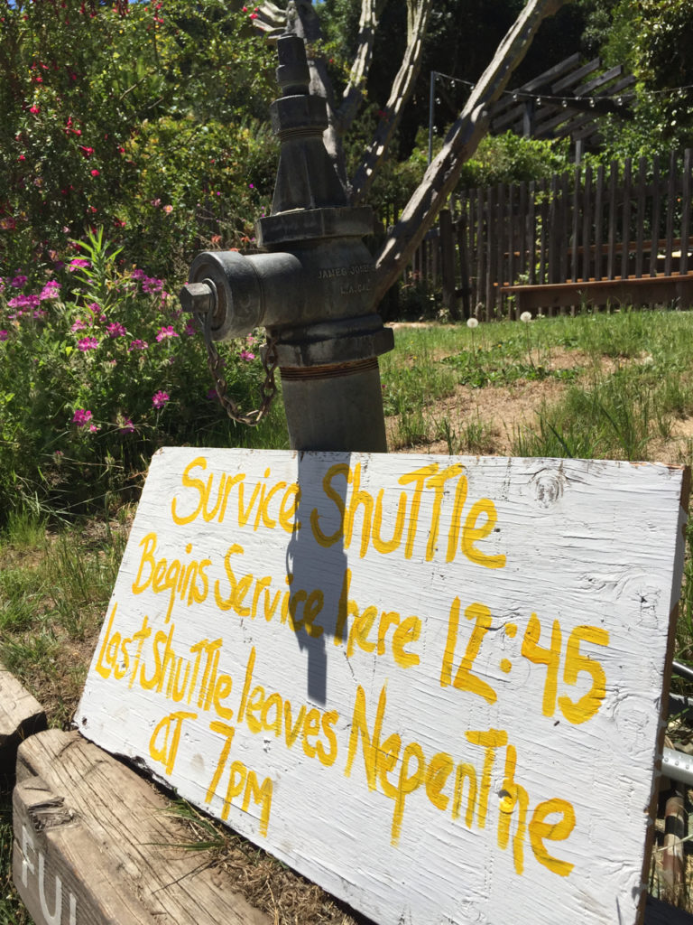 Shuttle Service sign at Pfeiffer Canyon Bridge Reconstruction Project, Big Sur