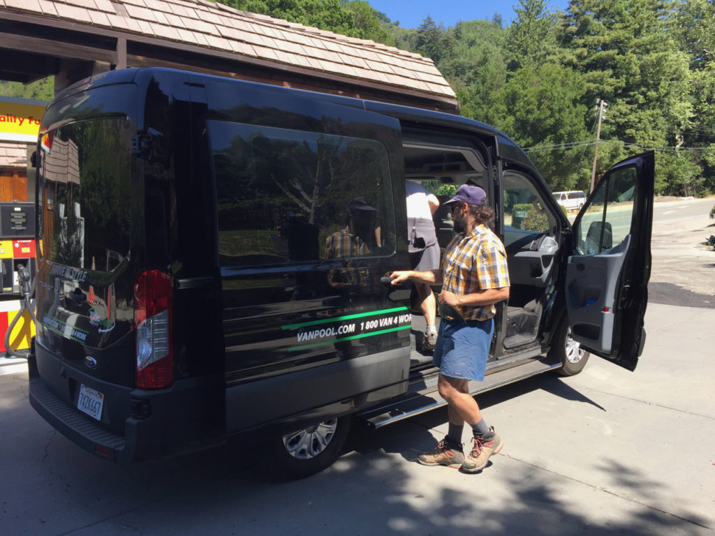 Shuttle Service Sign at Nepenthe Restaurant for travel around Pfeiffer Canyon Bridge Reconstruction Project, Big Sur