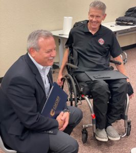 Menlo Fire Chief Harold Schapelhouman and Cal OES Director Mark Ghilarducci