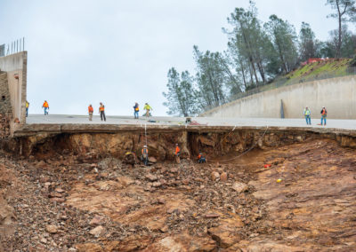 Work and assessment continues on the damaged Oroville Dam main spillway in Oroville, California, March 3, 2017.