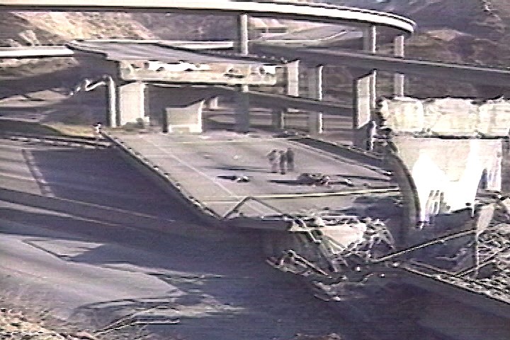 image of a freeway collapse after an earthquake in 1994